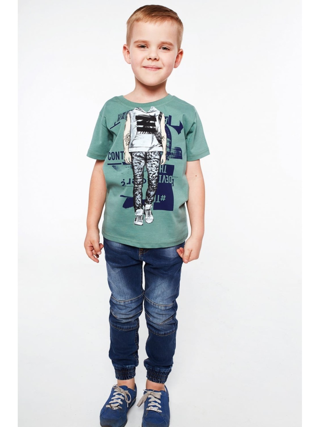 Jungen-T-Shirt mit Aufdruck, grün NDZ4462 – Online-Shop – Boutique